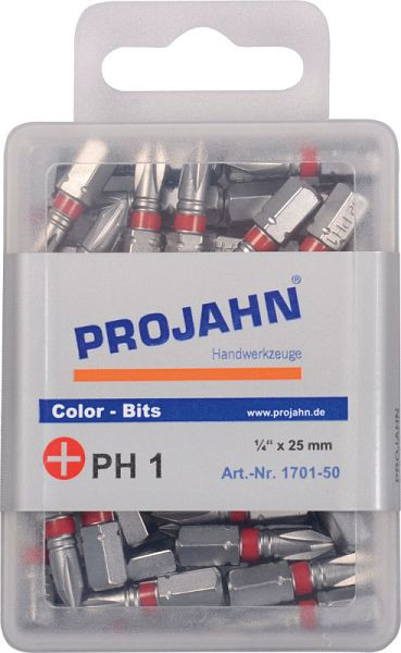 Embout marqué Projahn 1/4" L25 mm Phillips N° 1 paquet de 50, 1701-50