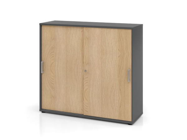 Hammerbacher armoire à portes coulissantes 3OH 120cm CE graphite/chêne, V1753S/G/E/CE
