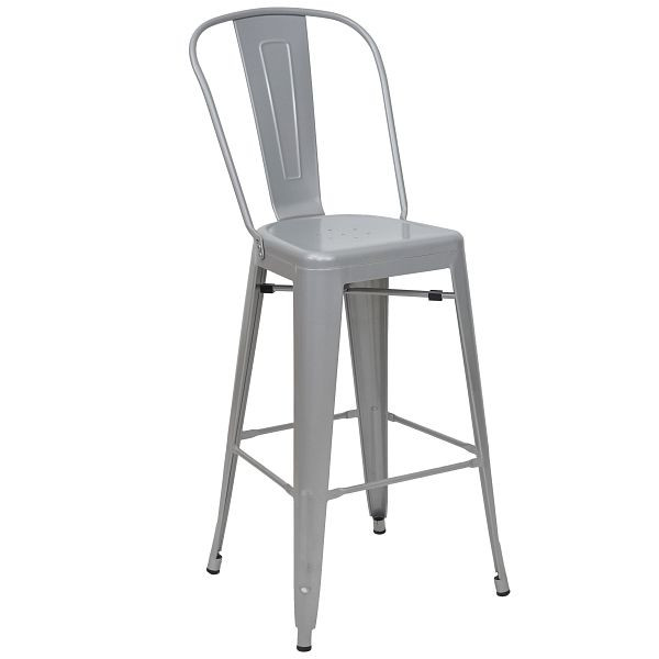 Tabouret de bar Mendler HWC-A73, tabouret de bar avec dossier, design industriel en métal, gris, 59868
