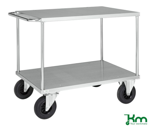 Chariot de table Kongamek, 2 roulettes fixes et 2 roulettes pivotantes, 1100 x 700 x 870 mm, série 600, KM637-2