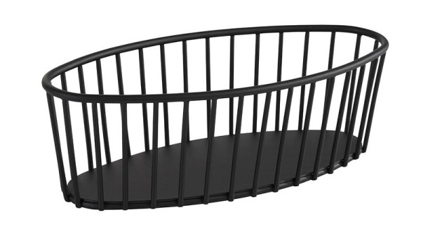 APS panier -URBAN-, 21 x 10 cm, hauteur : 7 cm, ovale, métal, noir, 30412