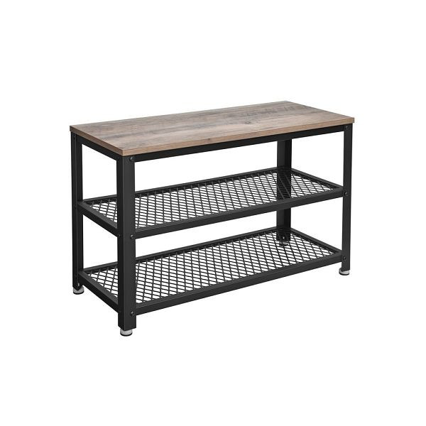 Banc à chaussures et étagère design industriel VASAGLE Greige, LBS73MB