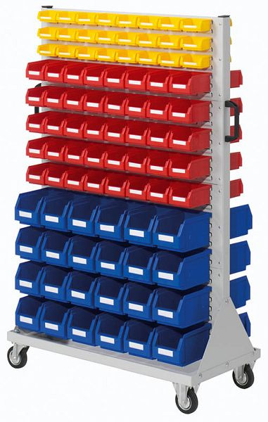 Chariot Bedrunka+Hirth taille 4, 176 bacs de rangement, dimensions en mm (LxPxH) : 1000 x 500 x 1580, 04.06.3513