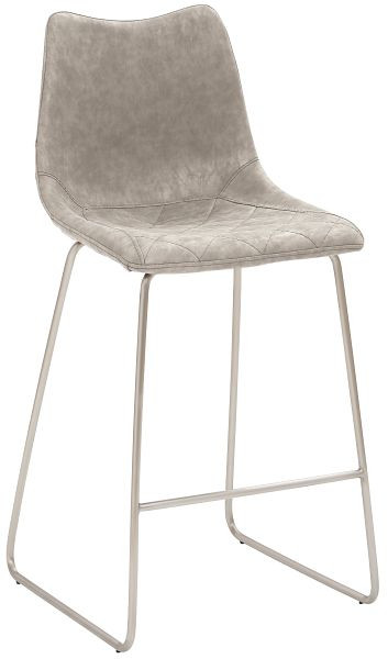 Mayer Sitzmöbel tabouret de comptoir mySOLO, housse d'assise cuir synthétique vintage gris clair, structure luge en acier inoxydable brossé, 1175_K4_544