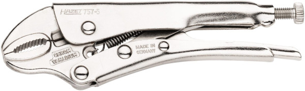 Pince multiprise Hazet, becs demi-ronds, levier de serrage rapide, coupe-fil, surface : nickelée, dimensions / longueur : 140 mm, 757-5