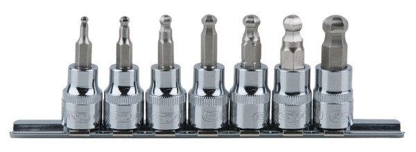 KS Tools Jeu de douilles 3/8" CHROMEplus, six pans creux, tête sphérique, 7 pièces 3-10 mm, 918.3772