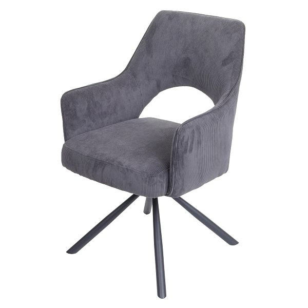 Chaise de salle à manger Mendler HWC-K30, chaise de cuisine, fauteuil, position automatique pivotante, tissu/textile, velours côtelé, 89723
