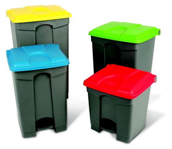 Poubelle à pédale bicolore Orgavente en PP, anthracite, HxLxP 673x495x412 mm, 70 litres, couleur: rouge, SO-1270-GRED