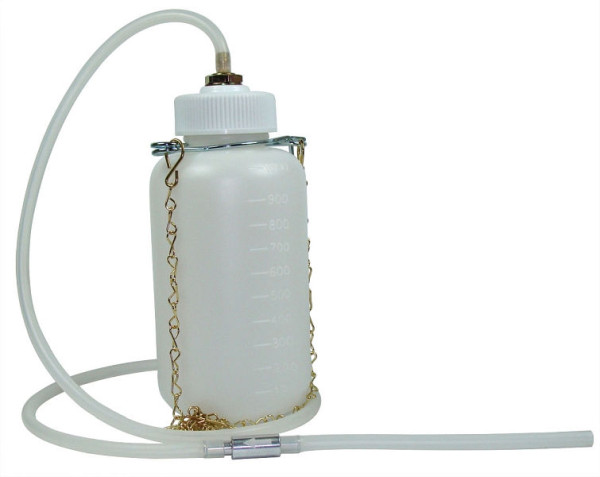 Flacon collecteur Stahlmaxx pour liquide de frein, avec chaîne, tuyau et butée de retour, XXL-101751