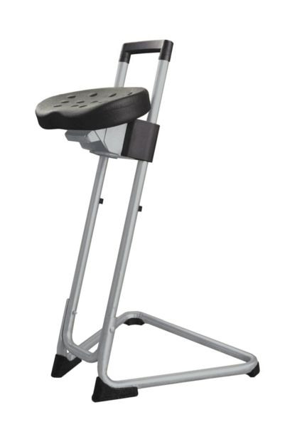 Lotz "Die Steadfast" verticalisateur, ergonomique, siège en PU noir, cadre gris clair, réglable en hauteur 600-850, pivotant latéralement, 3600.11