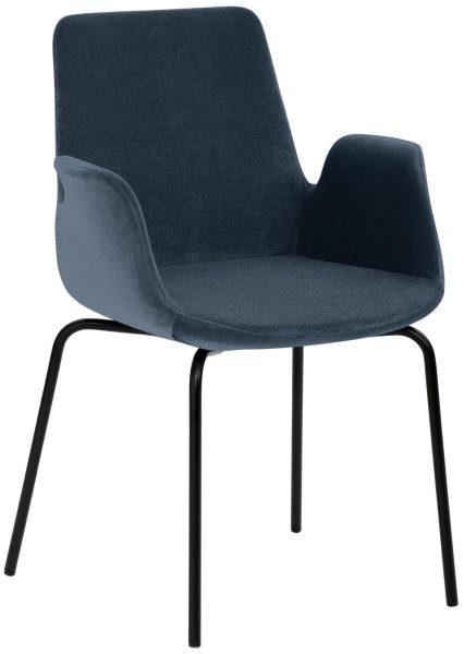 Fauteuil Mayer Sitzmöbel , structure à 4 pieds, revêtement en poudre noir, bleu chiné, 2009_V3_26652
