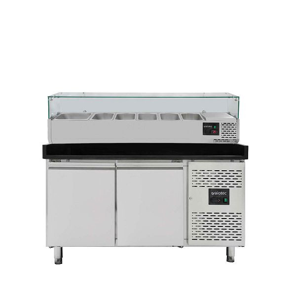 Table réfrigérante à pizza Vaiotec EASYLINE 800 / 2 portes "noire" avec accessoire de refroidissement GN1/3, 11264