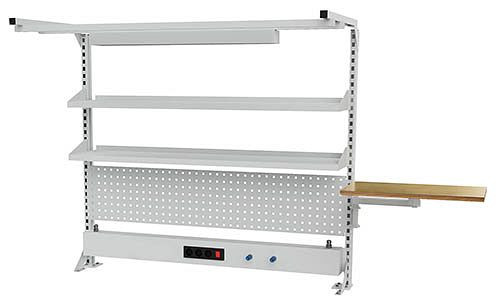 Structure multiparoi Bedrunka+Hirth largeur 1500, 1x canal d'énergie, 1x paroi perforée, 2x étagère, 1x bras pivotant dimensions en mm (LxH) : 1500 x 1250, 03.900.15.24-1