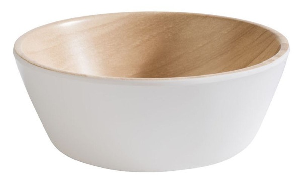 Bol APS -FRIDA-, Ø 12,5 cm, hauteur : 4,5 cm, mélamine, intérieur : aspect bois, extérieur : blanc, 84605