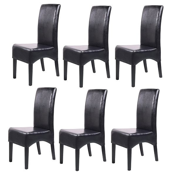 Mendler ensemble de 6 chaises de salle à manger chaises de cuisine Chaise Latina, CUIR, noir, pieds foncés, 7950+7950+7950