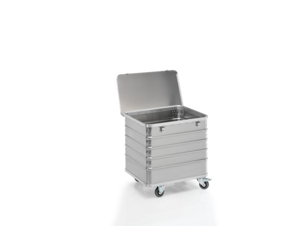 Chariot de transport Gmöhling avec couvercle + serrures G®-TRANS D 3008 / 235 l, aluminium, 220300830