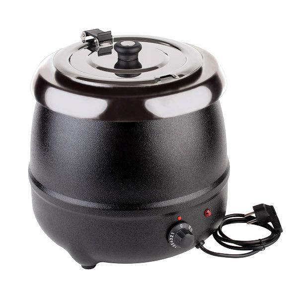Marmite électrique APS, Ø 32 cm, hauteur : 36 cm, 9 litres, acier, peint en noir, insert en inox, couvercle rotatif et rabattable, 11915