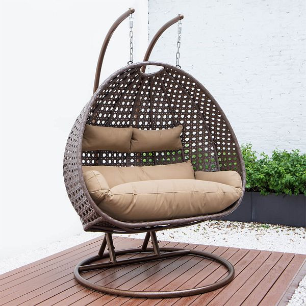 HOME DELUXE chaise suspendue en polyrotin TWIN - marron avec housse de pluie, 8807