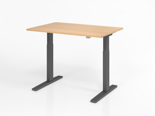 Bureau Hammerbacher XMKA12, 120 x 80 cm, plateau : chêne, épaisseur 25 mm, chant épais en ABS, forme rectangulaire, graphite, VXMKA12/E/G