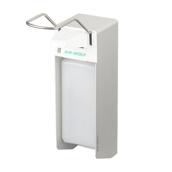 Distributeur de désinfectant et de savon Air Wolf, série Omicron II, H x L x P : 340 x 94 x 222 mm, aluminium anodisé, plastique WH, 35-456