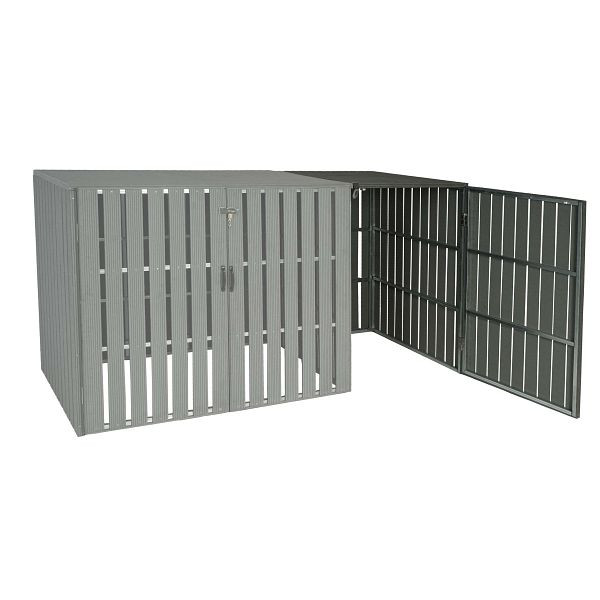 Extension de revêtement de poubelle Mendler 1er WPC HWC-J28, poubelle, aspect bois métallique, gris, 75971 + 75972