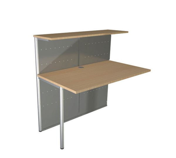 Kerkmann comptoir compact Genoa comptoir d'extension droit, L 1160 x P 700 x H 1150 mm, aluminium argent/hêtre, 22399214