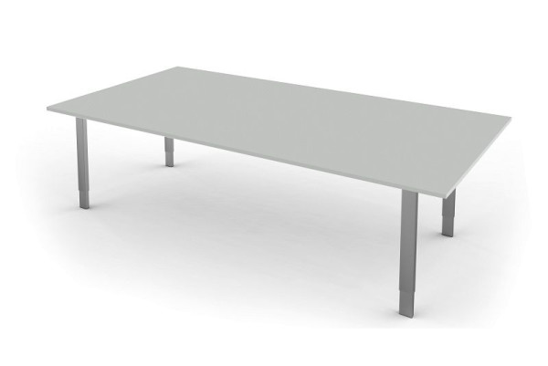 Kerkmann bureau extra large / table de réunion avec structure à 4 pieds, L 2000 x P 1000 x H 680-820 mm, forme 5, couleur : gris clair, 11416311