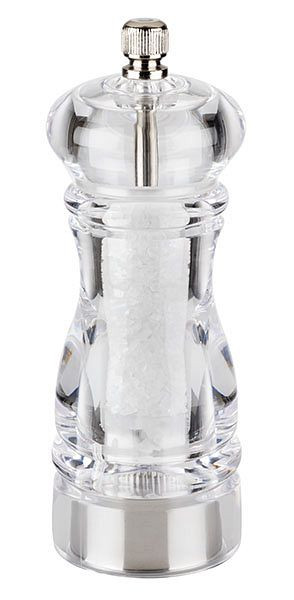 Moulin à sel APS -PROFESSIONAL-, Ø 5,5 cm, hauteur : 15 cm, acrylique, broyeur en acier inoxydable, degré de mouture réglable en continu, 40541