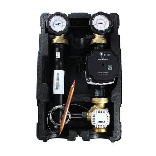 Groupe de pompes de circuit de chauffage Environ ProfiMix avec mélangeur à trois voies, tête thermostatique capillaire Herz 20-50°C et Grundfos UPM3 Hybrid 25/7, EN002FT2050UPM