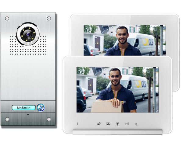 Anthell Electronics Ensemble de visiophone couleur 1 famille avec stockage d'images, avec moniteur 2X 7", CKN1-690S1-2