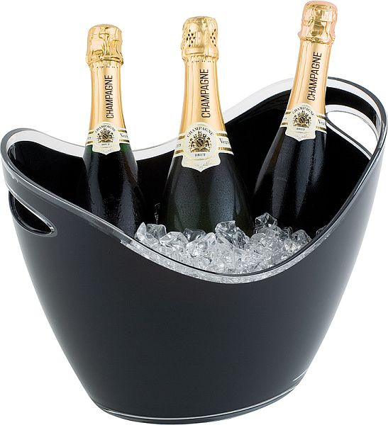 Refroidisseur à vin/champagne APS, 35 x 27 cm, hauteur : 25,5 cm, MS, noir, 6 litres, avec 2 ouvertures latérales, convient pour plusieurs bouteilles, 36054