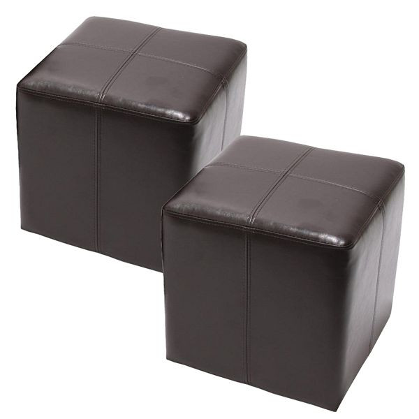 Mendler ensemble de 2 cubes, tabourets, tabourets, Onex, cuir + simili cuir, 36x36x36cm, marron, 9308+9308