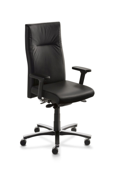 Mayer Sitzmöbel Chaise pivotante XXL, pour utilisateurs jusqu'à 150 kg, accoudoirs réglables, revêtement : cuir véritable, noir, 2298_AV_81007