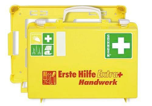 DENIOS First Aid Kit Extra Plus "Handwerk", contenu de base selon DIN, support mural, 164-939