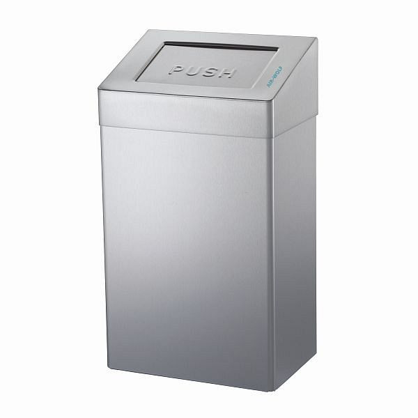 Poubelle Air Wolf d'un volume de 50 litres, série Omega, H x L x P : 680 x 375 x 250 mm, acier inoxydable revêtu, 29-041