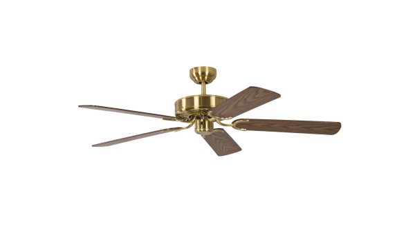 Ventilateur de plafond Pepeo Potkuri laiton satiné / chêne 132 cm avec chaînette, 13332010132v2
