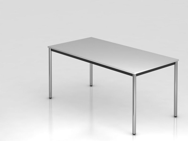 Table de réunion Hammerbacher piètement rond 160x80 gris/chrome, forme rectangulaire, VDR16/5/C