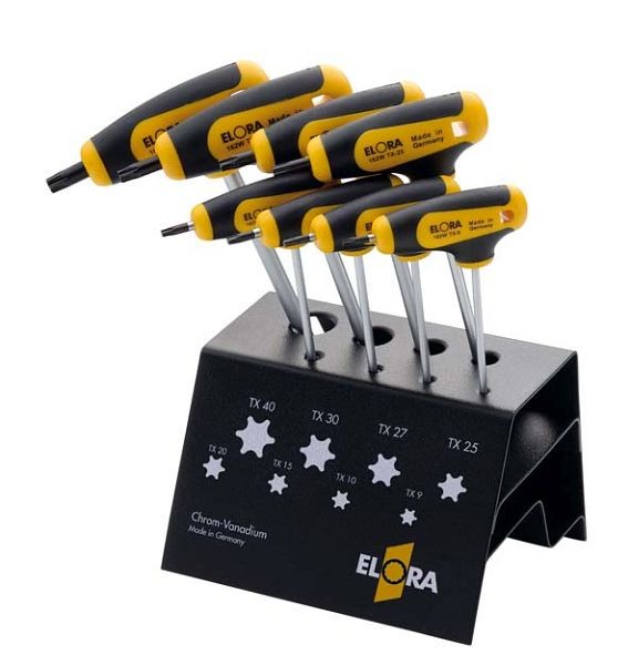 Jeu de tournevis cruciformes ELORA TORX® avec poignée en T, 8 pièces, 162-SWTX, 0162600801000