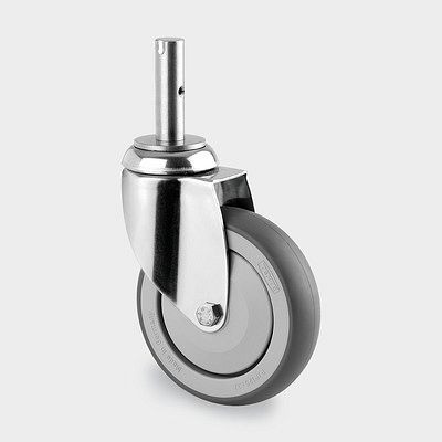 Roulette pivotante TENTE-ROLLEN, roue Ø 125 mm, capacité de charge 100 kg, hauteur de construction 163 mm, A 87 Shore, 7470PJC125R05-18x62 M6 / 30