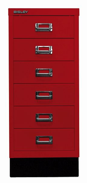 Bisley MultiDrawer™, série 29 avec base, DIN A4, 6 tiroirs, rouge cardinal, L296S670