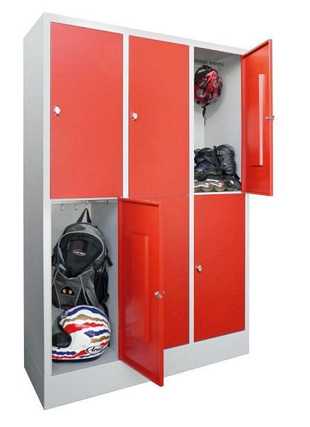 Armoire vestiaire Pavoy avec base 1850/500/1200, 3l x 2h, serrure à cylindre, largeur de compartiment 400, portes lisses, 61265-324-401-910905