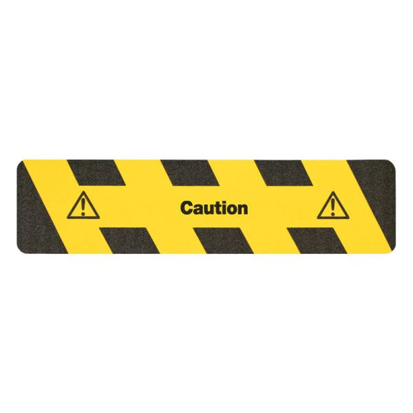 m2 revêtement antidérapant marquage d'avertissement noir/jaune avec texte "Attention" bandes 150x610mm, M15E150610