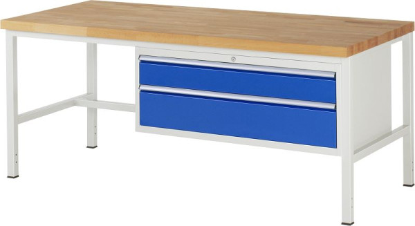 Établi RAU série 8000 - modèle 8323, L2000 x P900 x H840-1040 mm, base du système L1995 x P850 x H800-1000 mm, 03-8323A1-209B4H.11