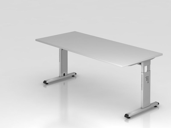 Bureau Hammerbacher pied C 180x80cm gris/argent, hauteur de travail 65-85 cm, VOS19/5/S