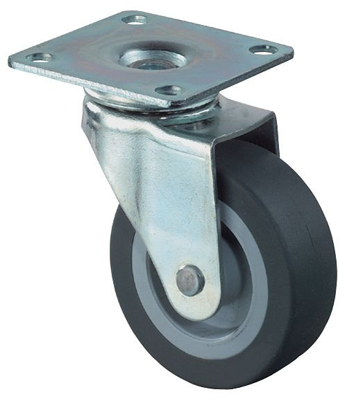 Roulettes BS Roulette pivotante, roue en caoutchouc, largeur de roue 18 mm, Ø roue 50 mm, capacité de charge 40 kg, lot de 8, F26.051