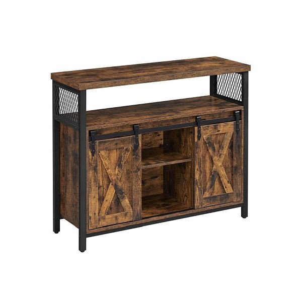 VASAGLE meuble de rangement 2 portes coulissantes vintage marron-noir, LSC092B01
