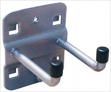 Porte-outils ADB, double avec extrémité à crochet vertical, adapté aux trous Euro (10x10mm/38x38mm), Ø: 6mm, couleur: aluminium, RAL 9006, 50mm, 23126