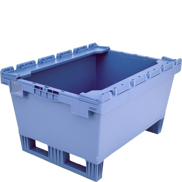 BITO conteneur réutilisable MB couvercle/barre/glissière /MBB86321DKufe 800x600x323 bleu pigeon, support double fond glissière, C0402-0054