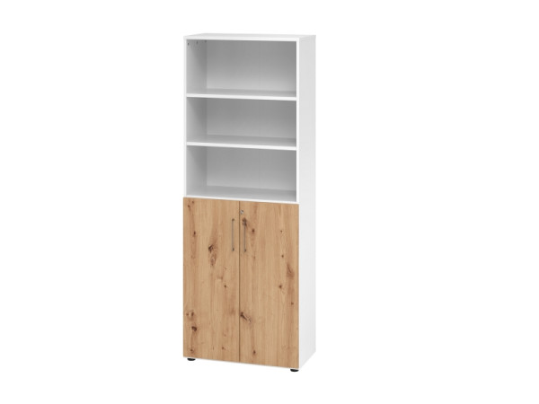 Hammerbacher armoire combinée 6OH/portes 3OH 968T3 blanc/chêne noué, V968T3/W/R/BS