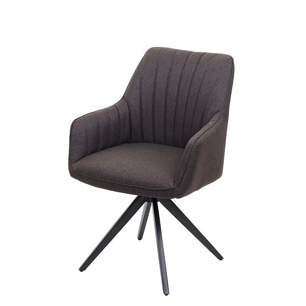 Chaise de salle à manger Mendler HWC-H73, chaise de cuisine, fauteuil, tissu/textile en acier rétro, gris-brun, 73956